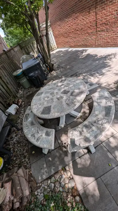 Stone Backyard Table & Bench Set, View more