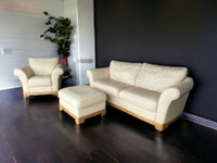  Top Grain Italian Leather Sofa, Armchair and Ottoman 