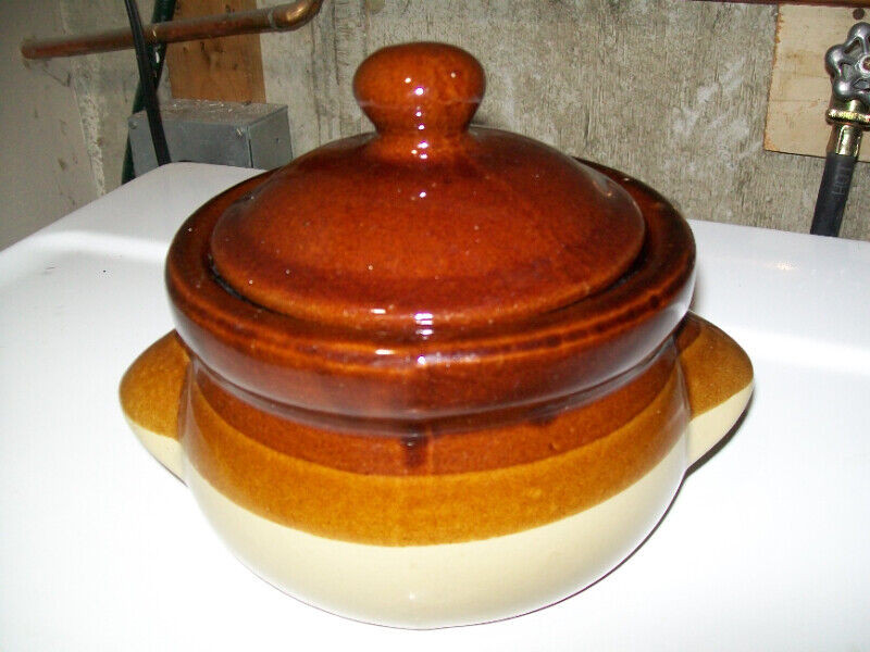 Vintage bean crock pot with lid for sale  