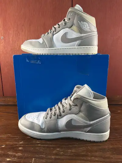 Nike Air Jordan 1 Mid Linen College Grey Bone Men's Size US 10.5, View more