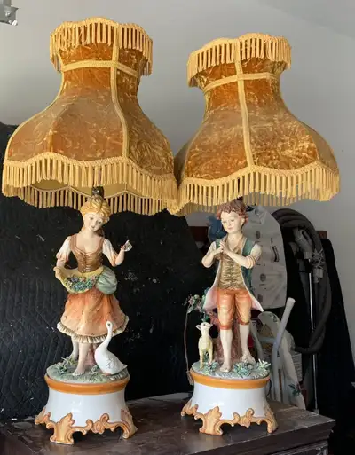 Antique Porcelain Figurine Lamps 