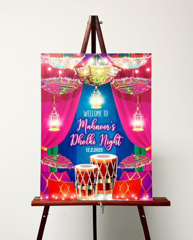 Mehndi, dholki, Maiyan, Jaggo, Haldi | Wedding welcome signage in Arts & Collectibles in Mississauga / Peel Region - Image 3