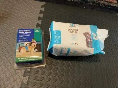 LARGE-1 Washable Male Wrap & 8 New Disposable Diapers- 10.00, View more