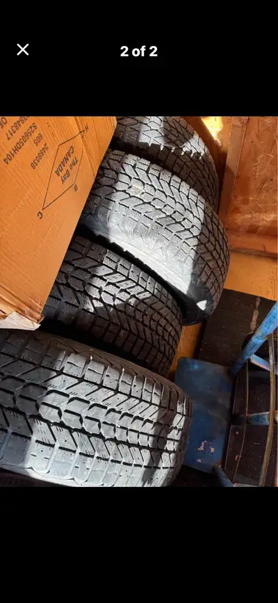 I am selling a set of used winter tires mounted on rims, perfect for providing extra grip and safety...