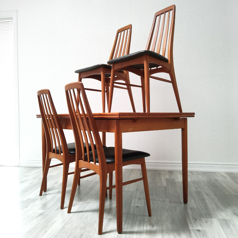 4 DANISH TEAK EVA DINING CHAIRS BY NIELS KOEFOED HORNSLET Chairs