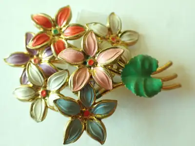 Enamel  Flower Beautiful  Painted Brooch, View more