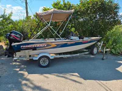 Our little Princecraft has to go to another home. Mercury 50 HP 4 stroke with a 2020 Yamaha 6 hp kic...