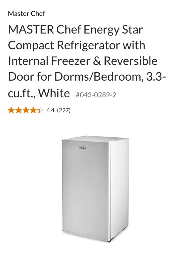 Compact Fridge 3.3cu ft. in Refrigerators in Hamilton