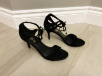 Black Suede High Heel Shoes - Size 10