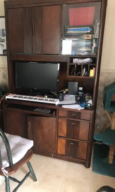 wood computer desk and hutch, View more