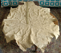 Soft tanned deerskin hides & pieces for bags, moccasins, pouches
