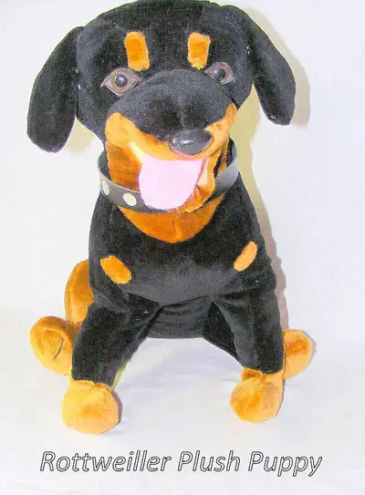 Vintage Plush Black Rottweiler puppy, large, excellent condition, View more