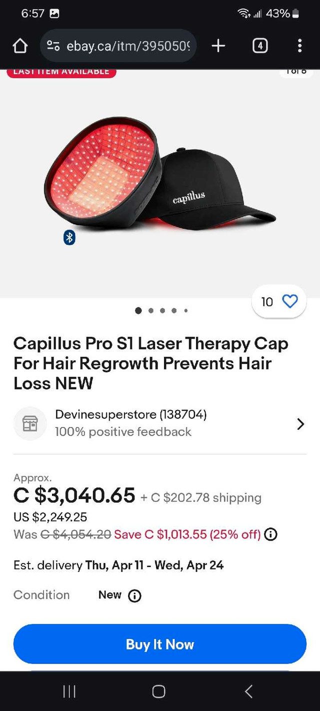 Capillus Pro S1 Laser Therapy cap Hair Regrowth in Health & Special Needs in Hamilton - Image 2
