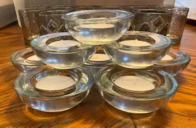 ✨✨Glass Tea Light Holders with Candles, View more