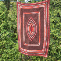 Vintage 1970s Crochet Afghan Picnic Blanket! 