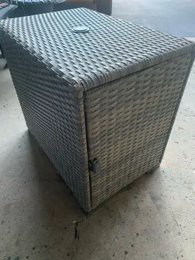 outdoor patio side table with built in umbrella support , View more