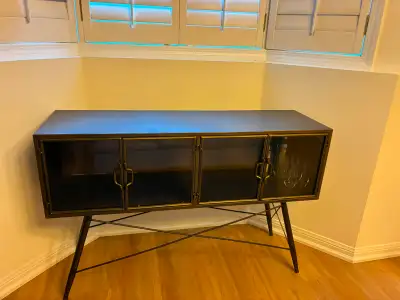 Structube SARA Iron & Glass Sideboard / Bar Cabinet – Dark Brown, View more