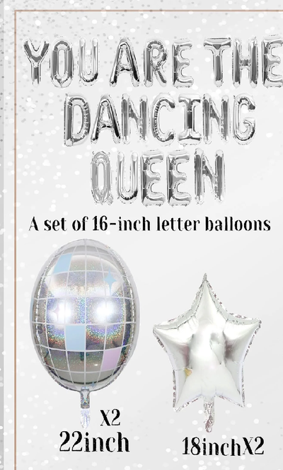 dancing queen disco party balloon decor- NEW includes: foil balloon letters spelling "you are the da...