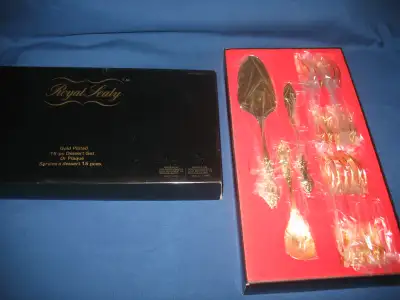 Royal Sealy  Gold Plated 15 Piece Dessert set, View more