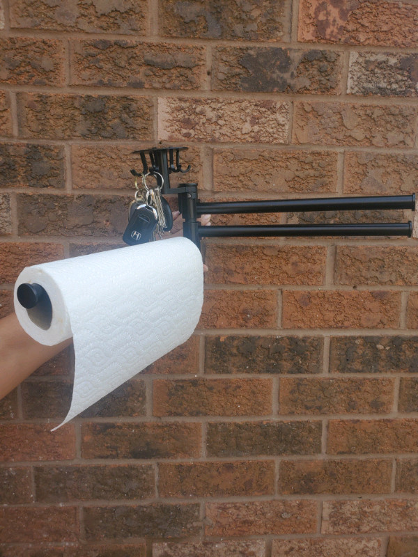NEW - Metal paper towel/Rags or Tea towel holder  with Hooks in Other in Oakville / Halton Region - Image 3