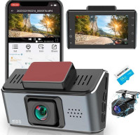 4K Dual Dash Cam Front and Rear Camera, Built in WiFi/GPS