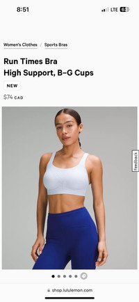 Lululemon Run Times Bra High Support Royal Blue