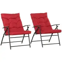 Set of 2 Outdoor Folding Chairs with Adjustable Backrest, Padded