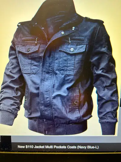 Men's Military Jacket Windbreaker Autumn Bomber Jacket Multi Pockets Coat (SZ. L) BRAND NEW NEVER WO...