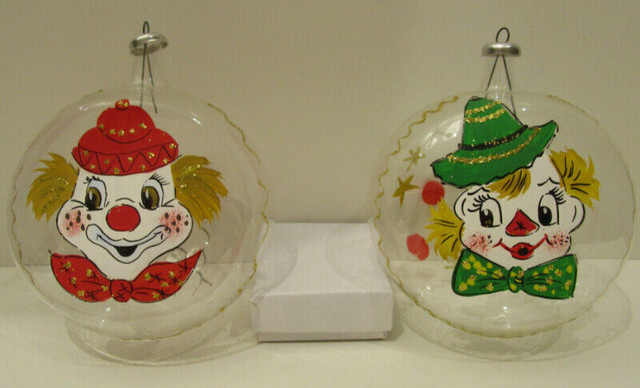 2 VINTAGE, ITALIAN BLOWN GLASS "CLOWN" HANGING ORNAMENTS in Arts & Collectibles in Hamilton