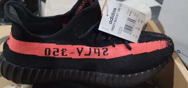Yeezy 350 Core Black Red size 12.5 11.5 SPLY (NEW-CONFIRMED) in Men's Shoes in Markham / York Region - Image 2