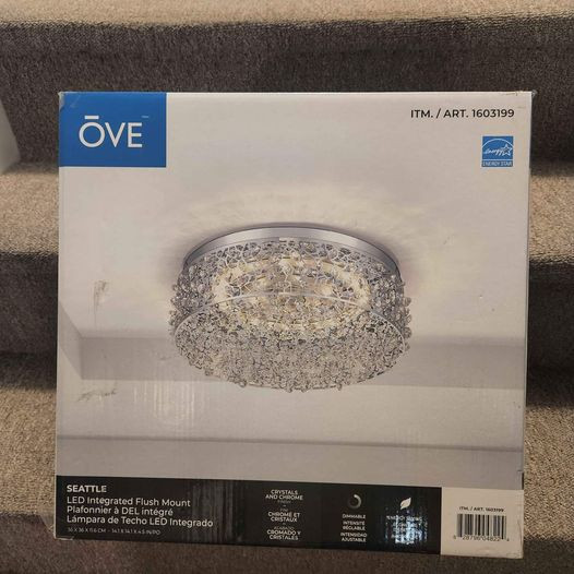 Led Flush Mount 14'' Chrome Crystal Accents Fixture, Chandelier in Indoor Lighting & Fans in Kitchener / Waterloo