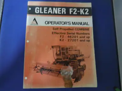 Original Gleaner F2-K2 Operators Manual Combine 245 pages. - Good Condition - Front cover has severa...