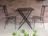 3 Pcs. Porch Set with Foldable Steel Table