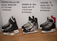 patins _ REEBOK 28K/ 2K NHL _ CCM RBZ 70 _ fit size 6-7-8 US men