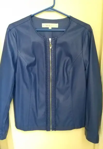 Ladies Faux Leather Jacket, Royal Blue  CLEO Sz Large petite, View more