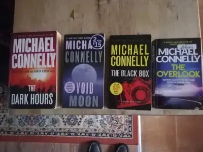 Four Michael Connelly soft covered novels for sale., View more