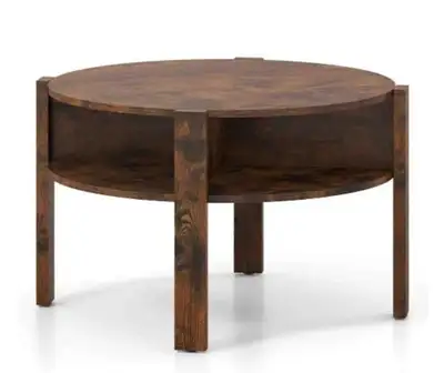 New Round Coffee Table with Storage Shelves for Small Space, View more