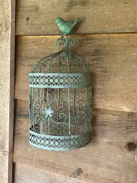  Green metal birdcage