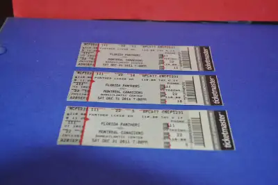 Florida panthers vs montreal canadiens hockey ticket lot of 3 bank atlantic center 2011 Original use...