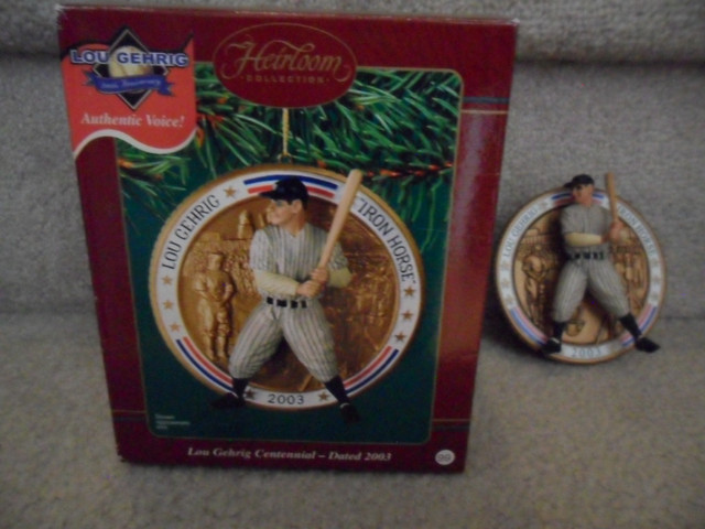 Lou Gehrig Carlton Ornament, 2003. $50. New condition. Sound wor in Holiday, Event & Seasonal in Saskatoon