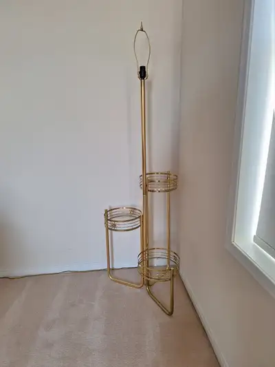 Vintage Lamp with three shelves/plant stand., View more