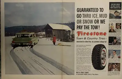 1960 Firestone Town & Country Tires 2 Pg Original Ad , View more