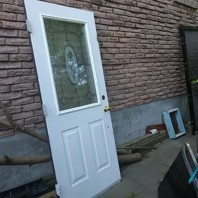 34"x80" steel glass panel front door w/ handle set, View more