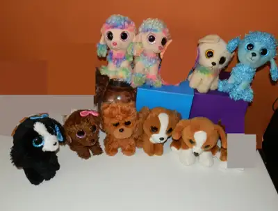 9 TY Beanie Boos Toys - Dogs - $2 Each or for All for $15 * Ty Beanie Boo Toy - Maddie (Brown Dog) G...