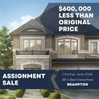 BEAUTIFUL 4 BED 2200 SQ FT ASSIGNMENT SALE IN BRAMPTON