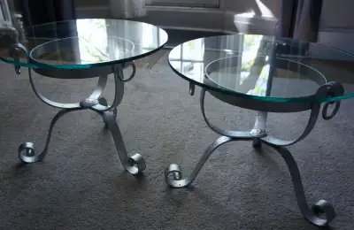 Pair of Vintage Italian Wrought Iron End Tables, View more