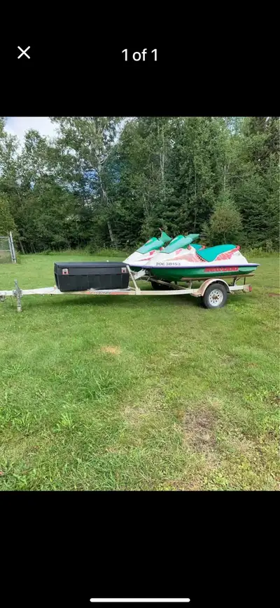 2 sea doos with trailer. Motors rebuilt. One needs a new battery and one needs a starter.