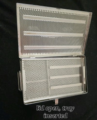 Stainless medical instrument trays  14x9x2 inches.