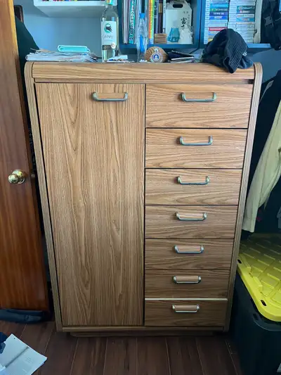 wooden wardrobe + side drawer , View more