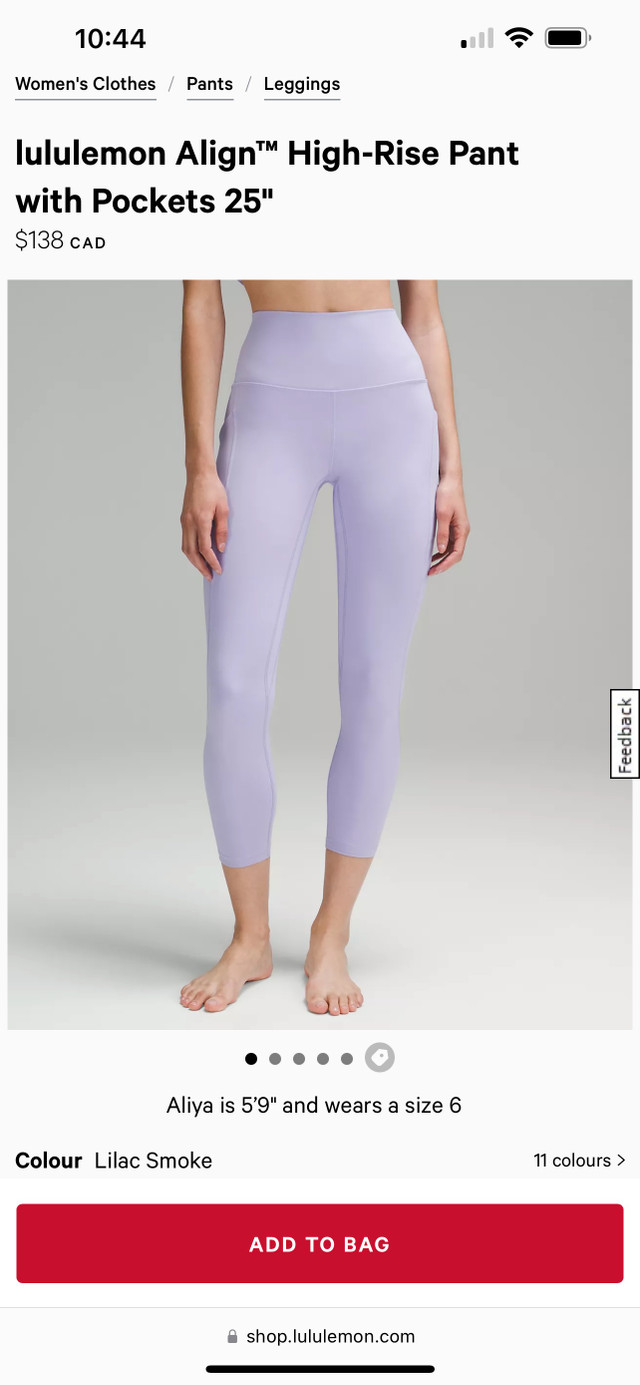 Lululemon Align High-Rise Pant With Pockets 25” (Size 8 ), Women's -  Bottoms, Lethbridge